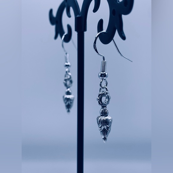 Turchin Lotus Blossom Sterling/Silver Plated French Wire Earrings - Picture 2 of 14